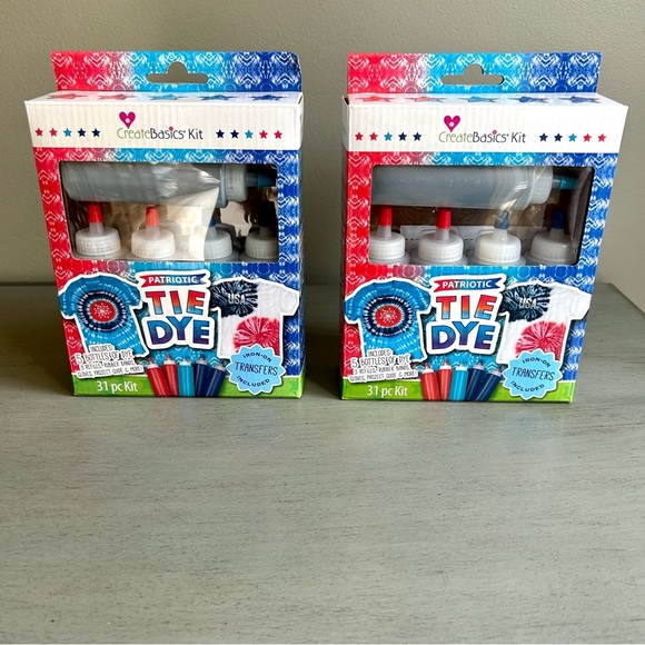 2 NEW Create Basics Patriotic Tie Dye Kit, 31 Piece Kit (Red, Navy, Turquiose) - Picture 1 of 8